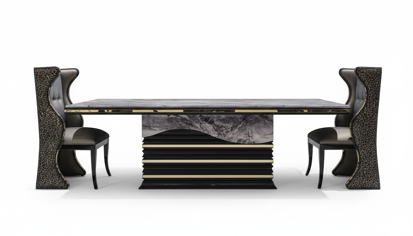 Schwarzes Esszimmer Set Garnitur Essgruppe Esstisch 232x112cm + 6x LehnstÃ¼hle