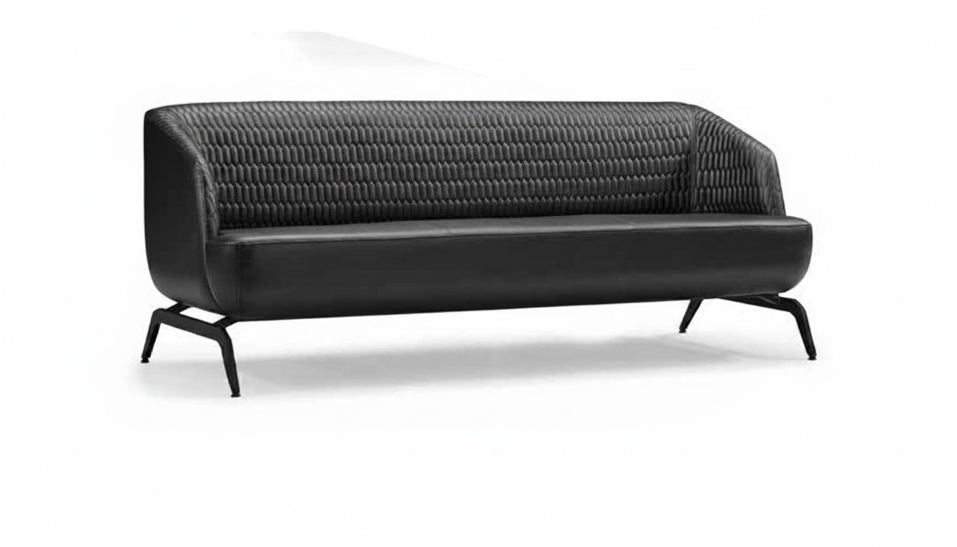Schwarzes Ledersofa Designer 3-Sitzer Couch Wohnzimmer SitzmÃ¶bel 3-er