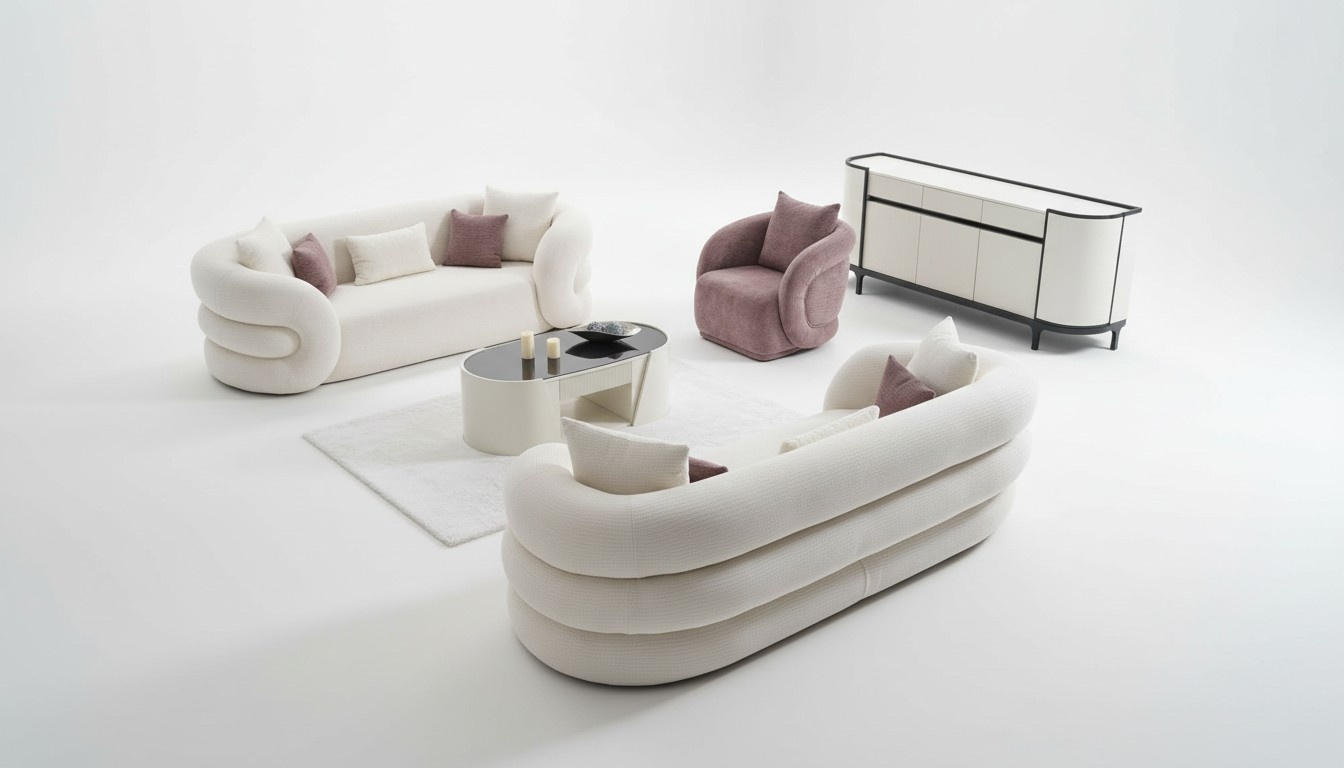 Set 3Sitzer Sofa und Sessel Farbe WeiÃ 3tlg. neu Designer Wohnzimmer