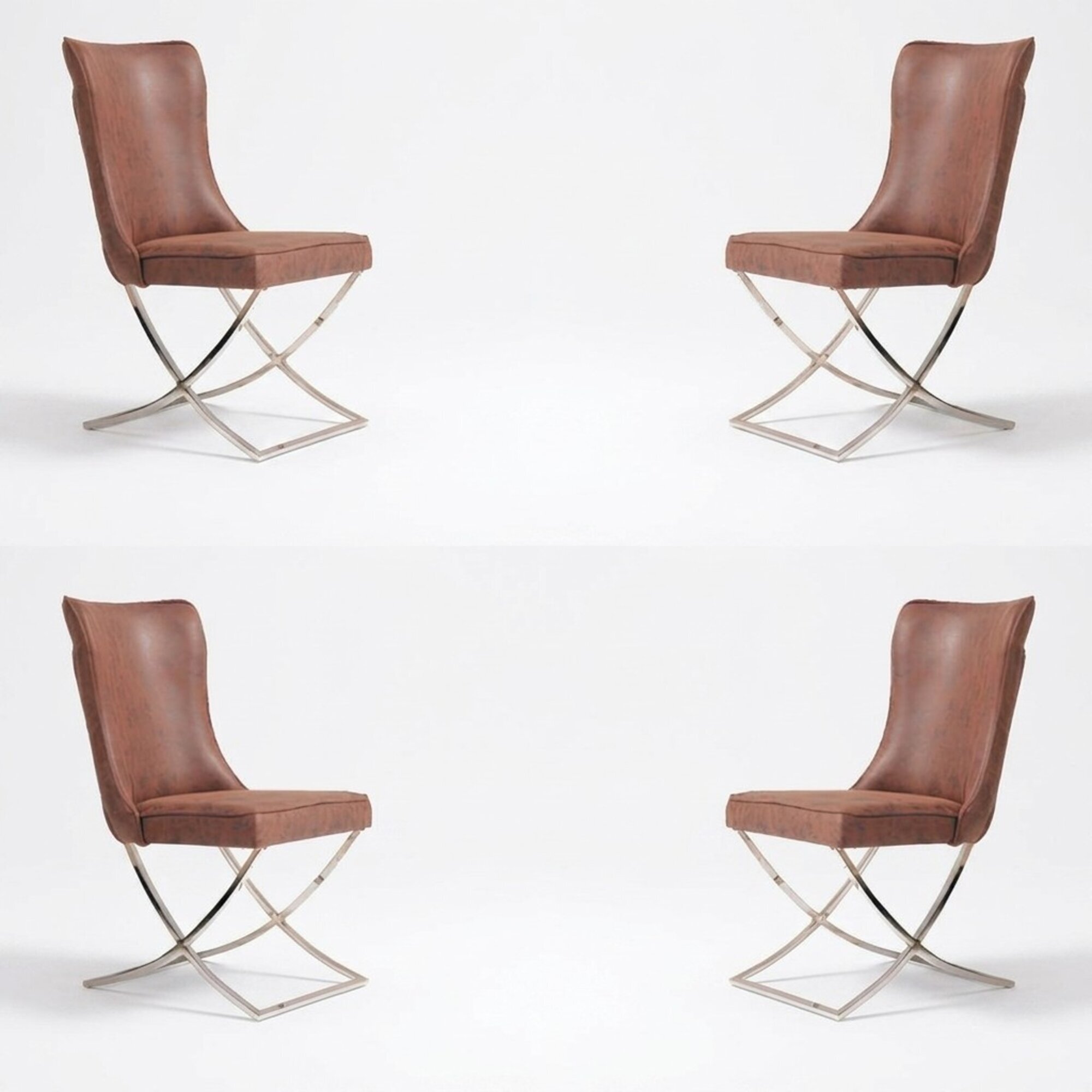 Set 4x Sessel Edelstahl Esszimmerstuhl Stoff Polster StÃ¼hl Esszimmer
