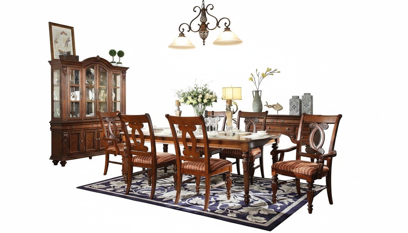 Set Esszimmertisch Esstisch 4Ñ Stuehle 2x Stuhle VitrineEssgruppe 8tlg