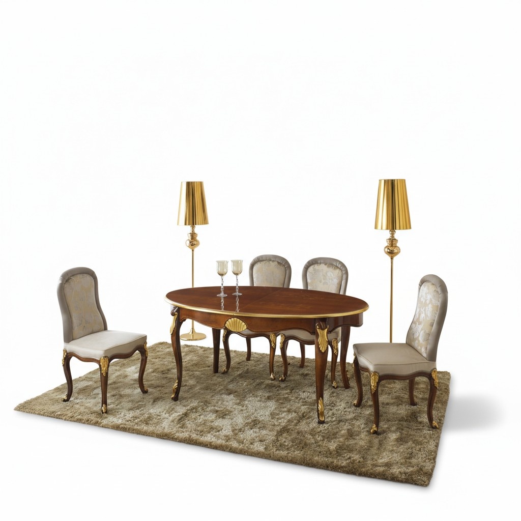Set Garnitur 5tlg Esstisch 4 StÃ¼hle Luxus Esszimmer MÃ¶bel Gruppe Italien MÃ¶bel