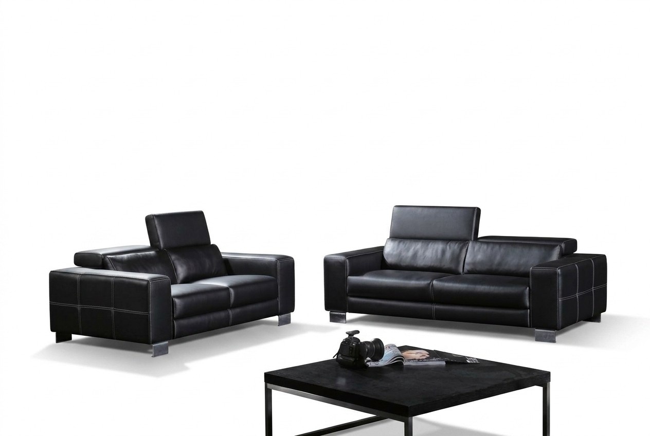 Set Ledersofa Couch Wohnlandschaft 3+1+1 Sitzer Garnitur Design Modern