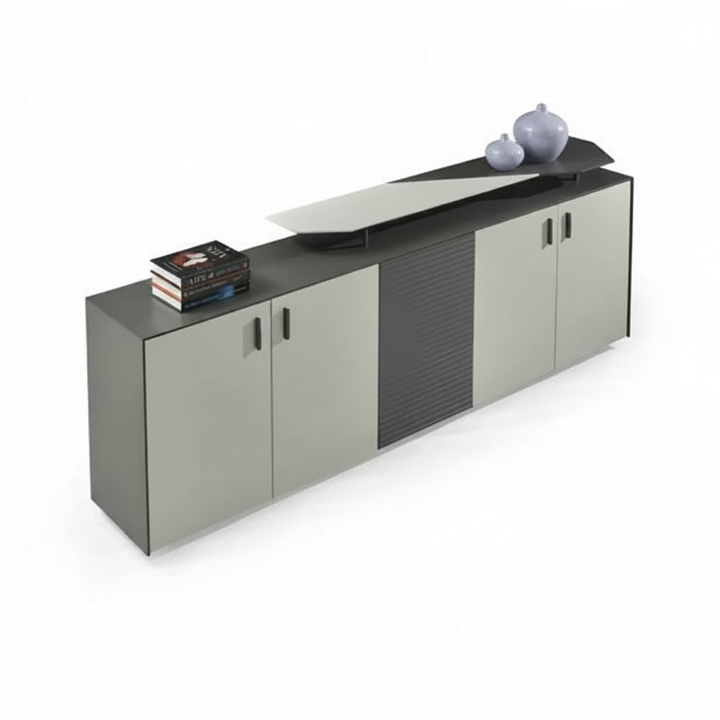 Sideboard Beistellschrank Schrank Kommode Beige Grau Holz BÃ¼romÃ¶bel