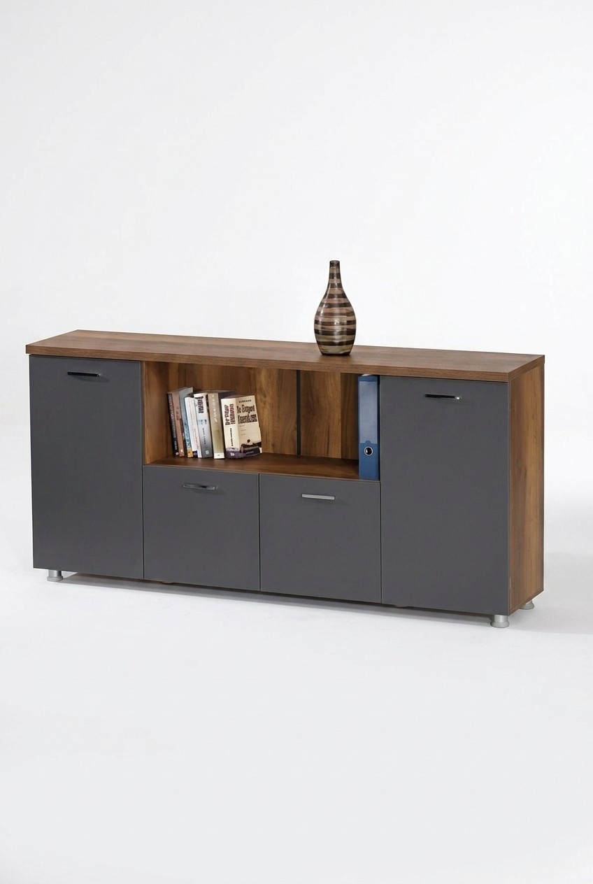 Sideboard Kommode Anrichte BÃ¼roschrank Beistellschrank Holz Grau-Braun