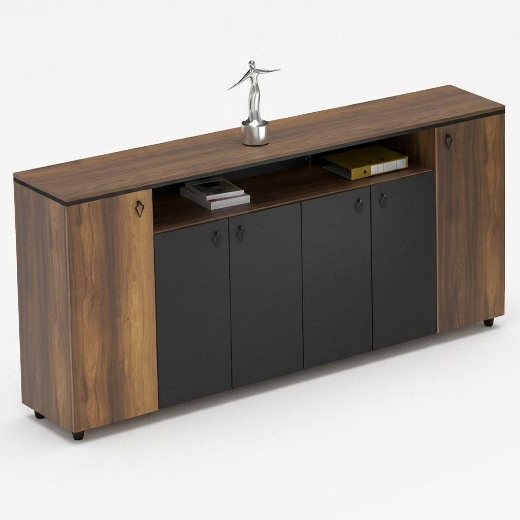 Sideboard Schrank Kommode FlÃ¼geltÃ¼rschrank Arbeitszimmer Braun Schwarz