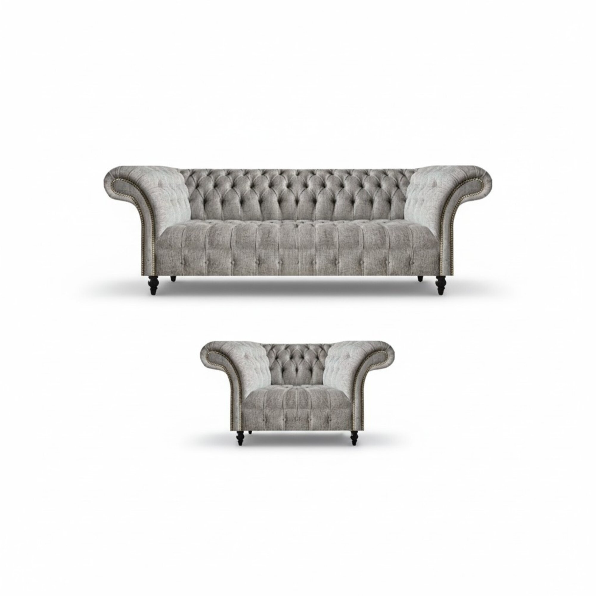 SitzmÃ¶bel Grau Sofa Komplett Sofa Couch Dreisitze Luxus Sessel Chesterfield