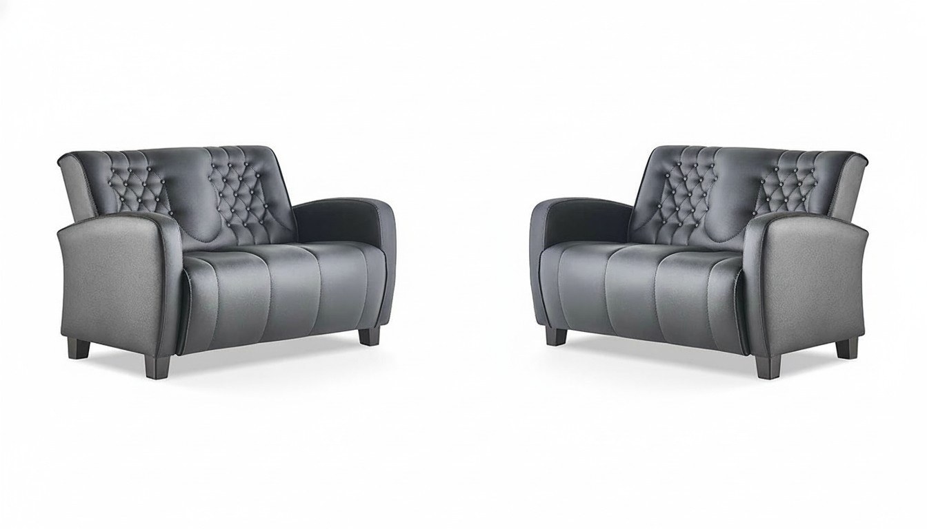 SitzmÃ¶bel-Set Chesterfield KnÃ¶pfe 2-Sitzer Sofas Modern Schwarz Holz
