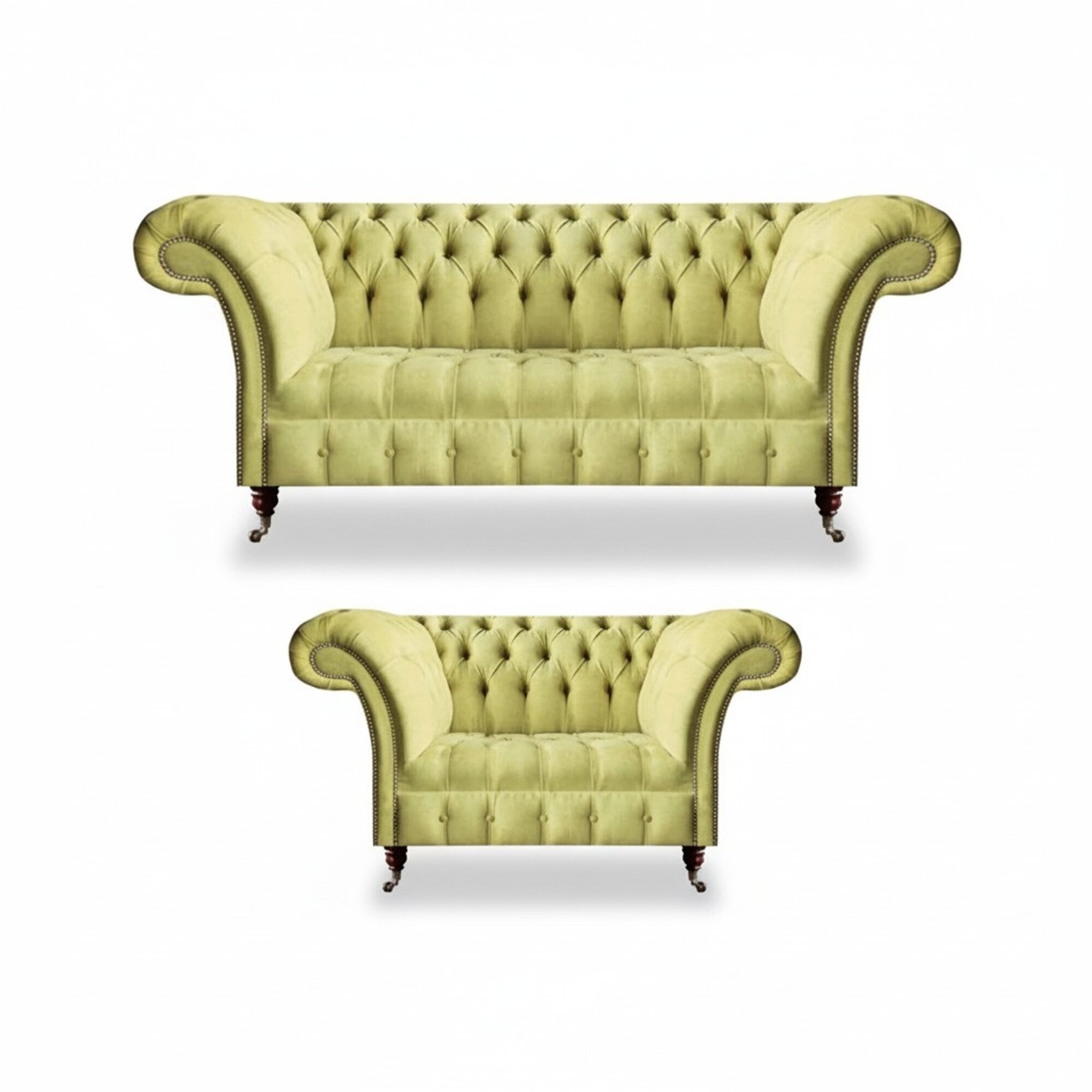 SitzmÃ¶bel Sofa Dreisitze Garnitur Gelb Sessel Wohnzimmer Chesterfield Neu