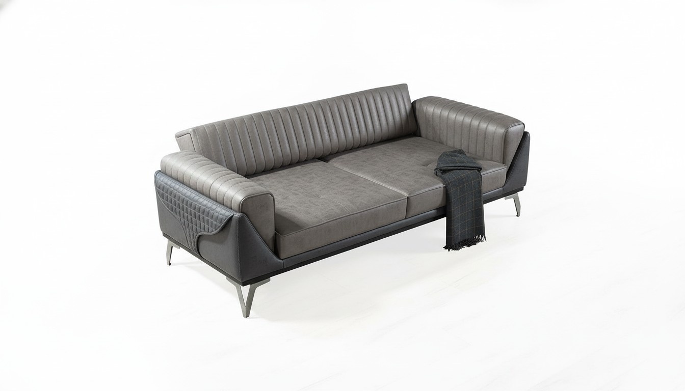 Sofa 3 Sitzer Couch Holz MÃ¶bel Sofas Couch Holz Leder Imitation 240cm