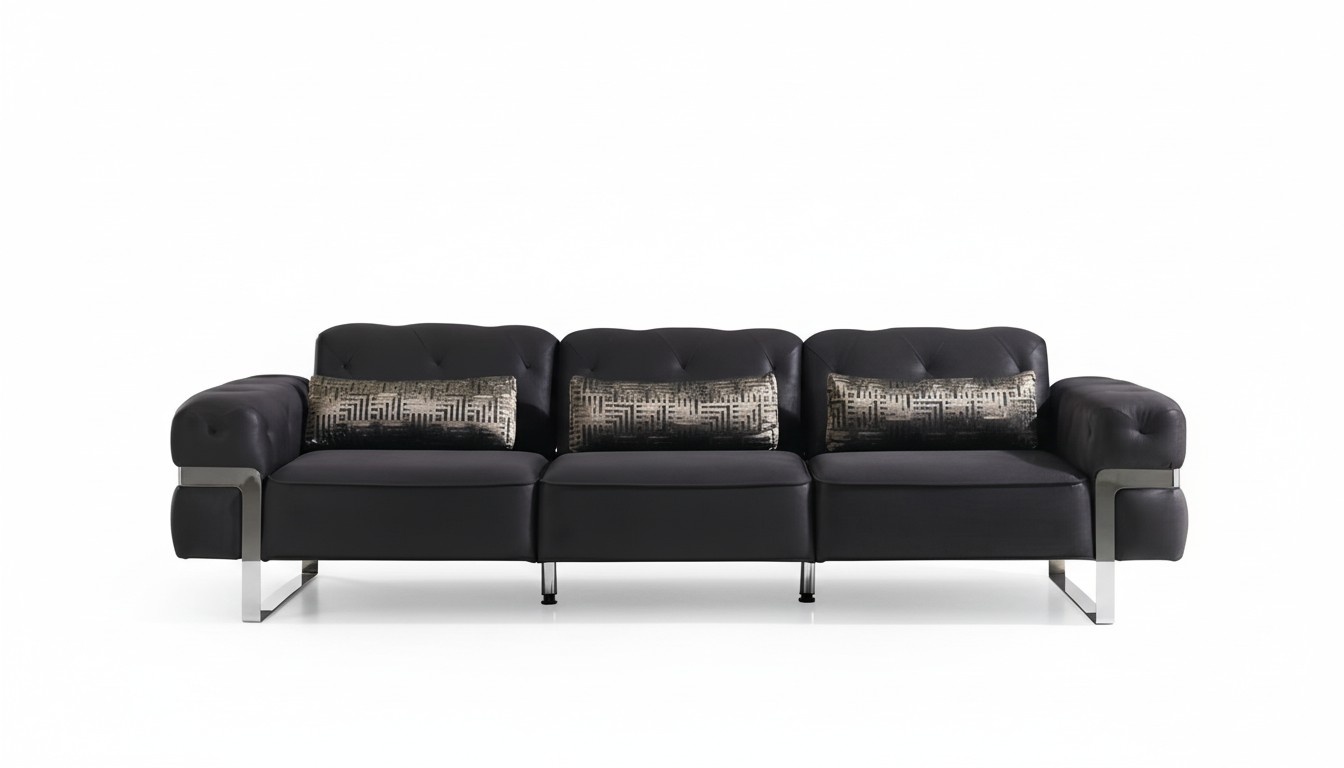 Sofa 3 Sitzer Dreisitzer Textil Luxus MÃ¶bel Design Couch schwarz