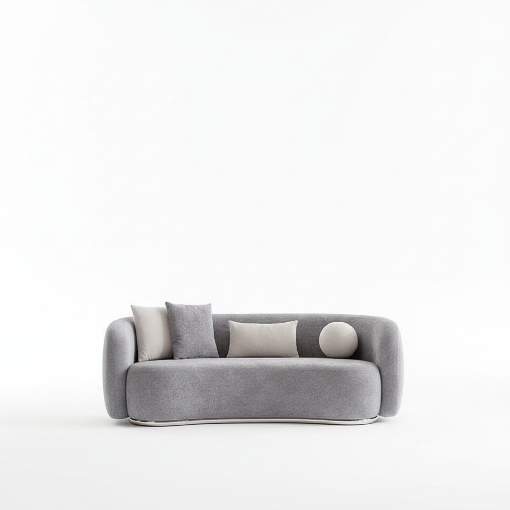 Sofa 4 Sitzer Polstersofa Grau Textill Sitz Design Stoff Modern Couch Sofas