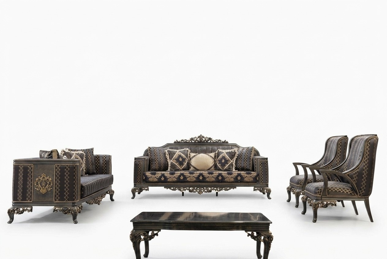Sofa Chesterfield Designer Gruppe 5tlg.Set Sofagarnitur 3+3+1+1 Sitz Couchtisch