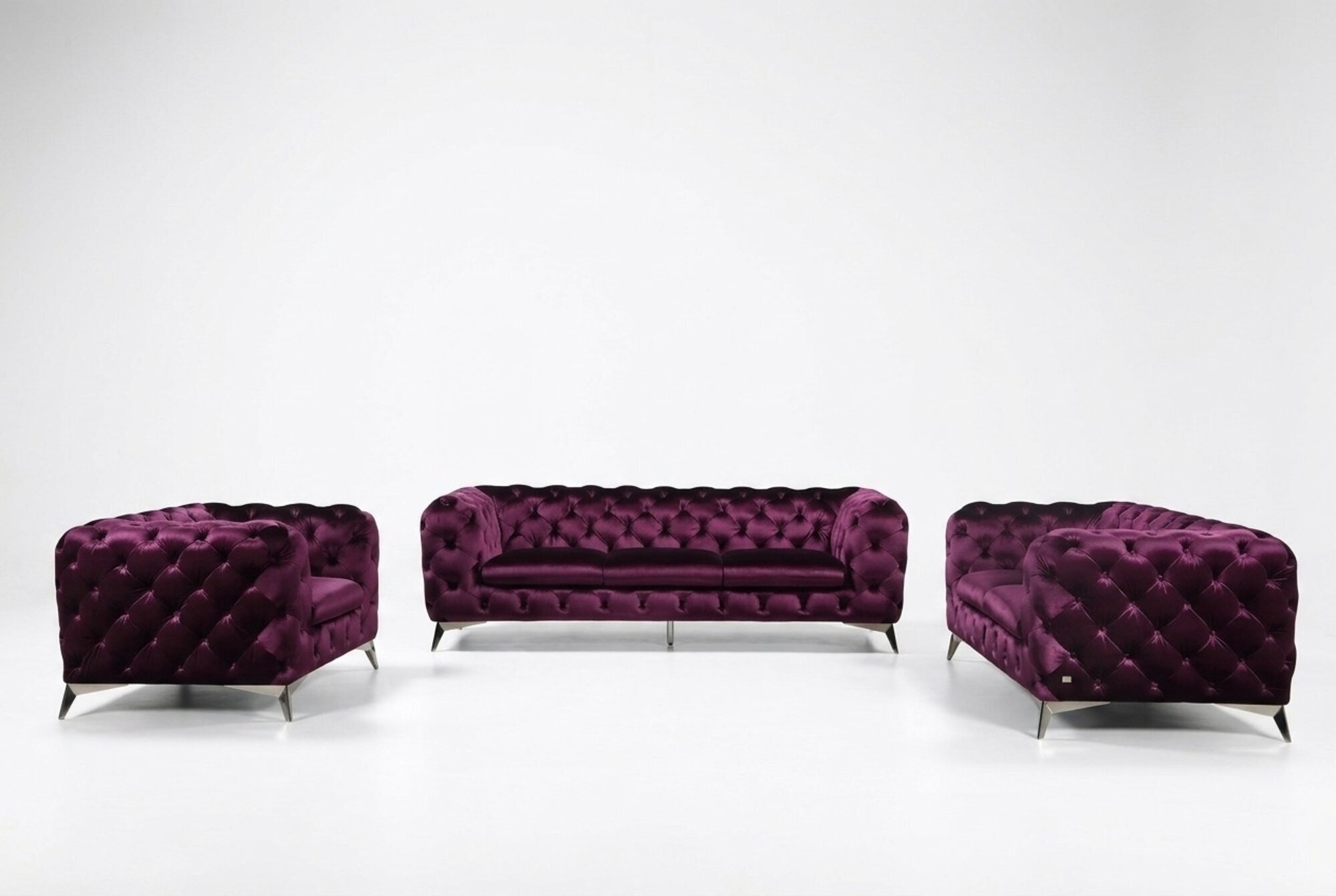 Sofa Chesterfield Polster Couch XXL Big Garnitur Textil 2+1+1 designer
