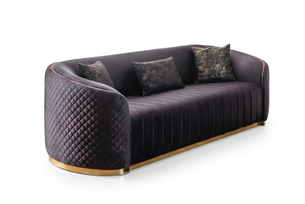 Sofa Luxus Wohnzimmer Modern Dreisitzer MÃ¶bel schwarz 3 Sitzer Holz Textil