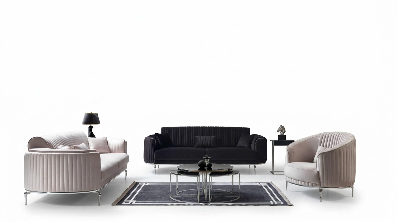 Sofa Set 331 Sitzer Luxus Modern Set Wohnzimmer MÃ¶bel Textil Sofagarnitur