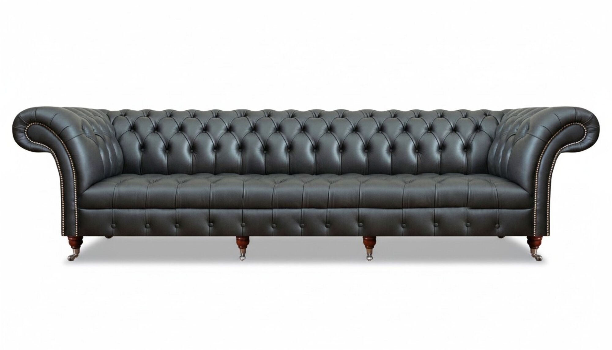 Sofa Viersitzer Couch Schwarz Leder PolstermÃ¶bel Chesterfield Einrichtung