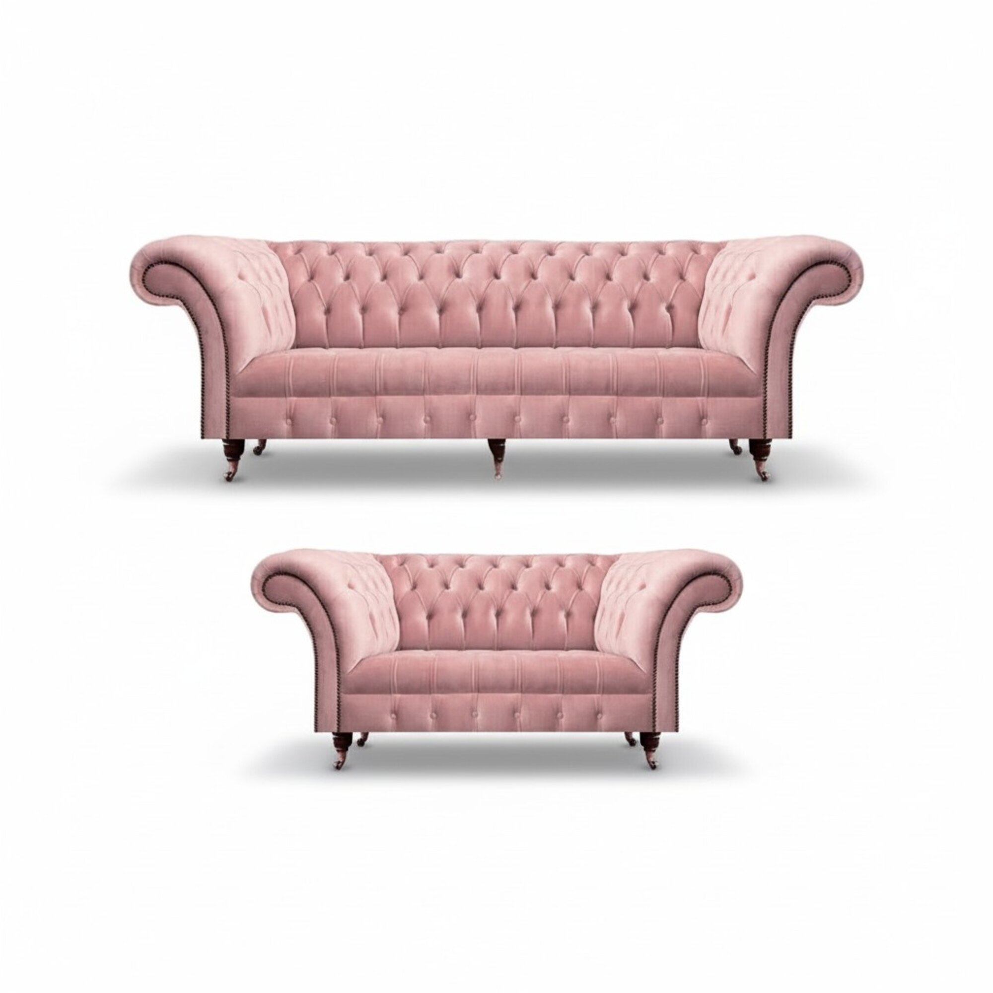 Sofagarnitur 2tlg Rosa Komplett Chesterfield Wohnzimmer 2x Sofas Neu Einrichtung