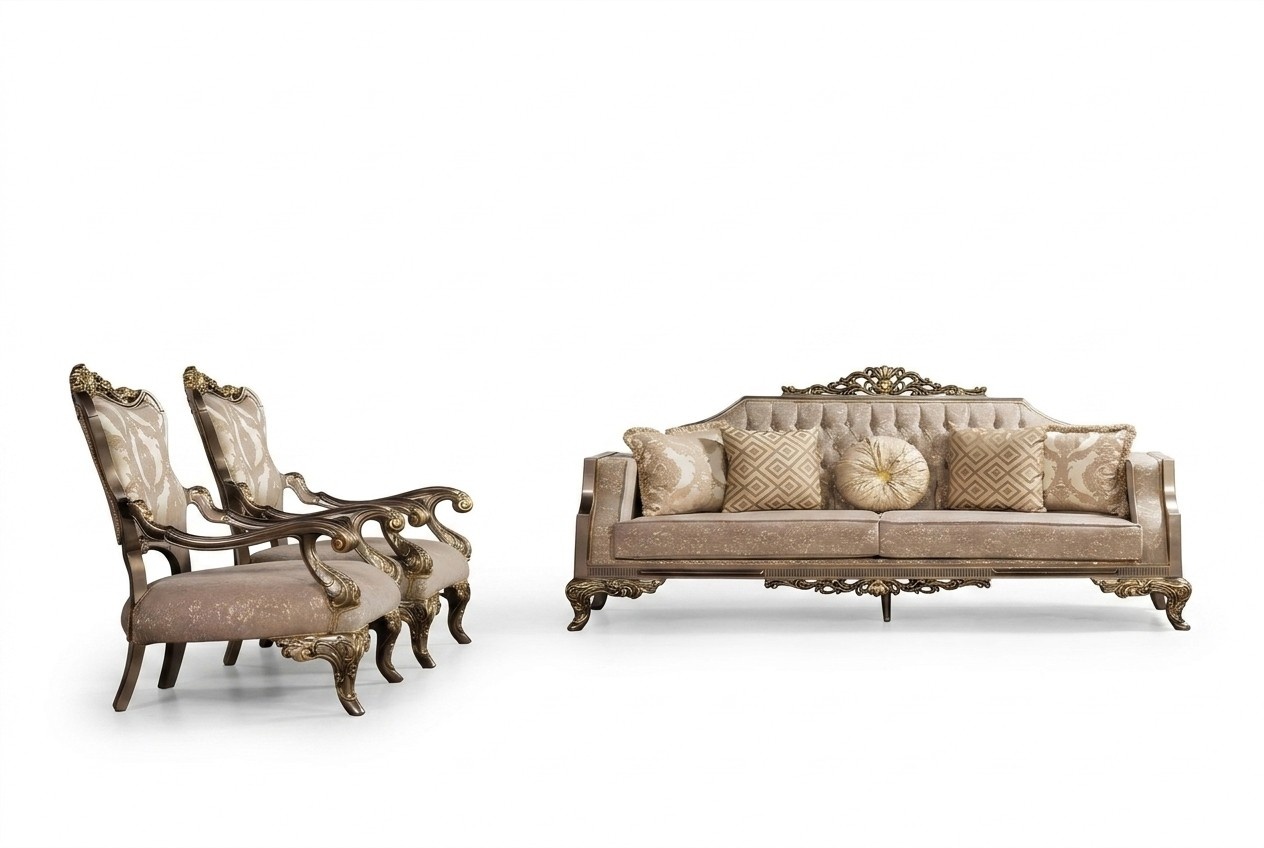 Sofagarnitur 3+1+1 Sitzer Sofa Sofas Sessel Stoff Garnitur Luxus Set Wohnzimmer