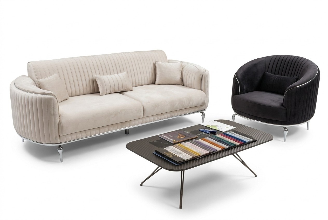 Sofagarnitur 3+1 Sitzer Set Modern Design Sofas Polster Couchen Textil Luxus
