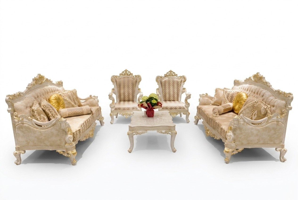 Sofagarnitur 3+3+1+1 Sitzer Couchtisch Garnitur Sofa Sessel Couch Polster 5tlg