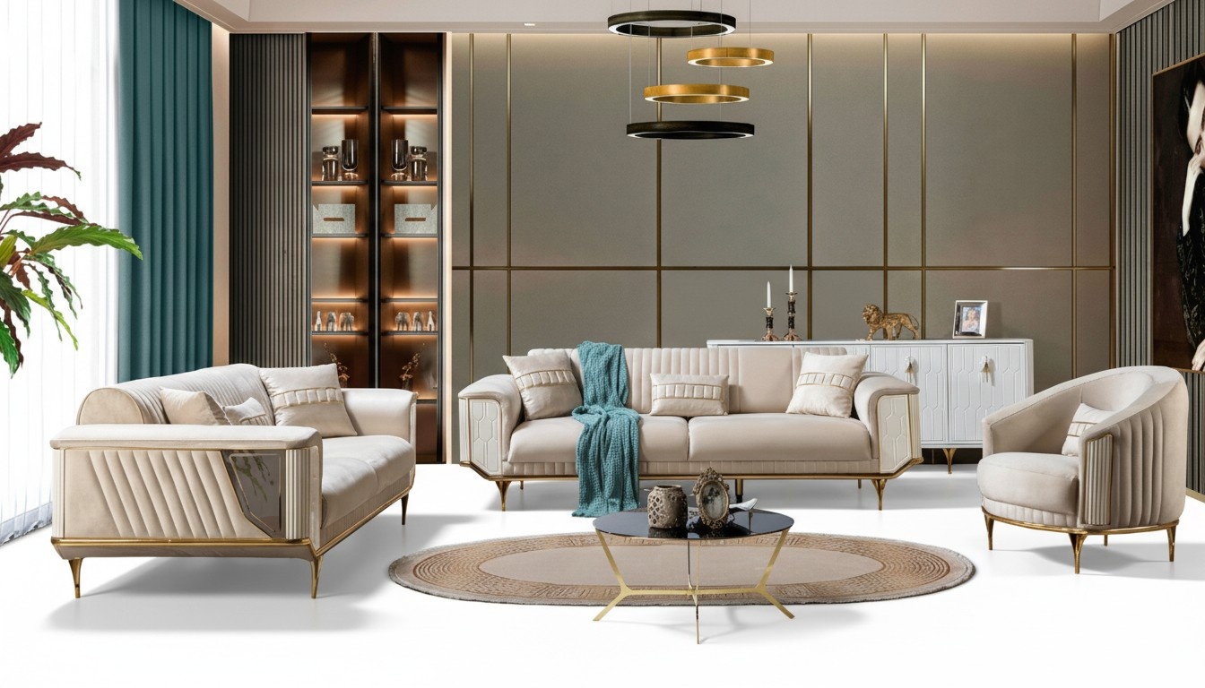 Sofagarnitur 3+3+1 Sitz Couch MÃ¶bel Wohnzimmer Einrichtung Sofa