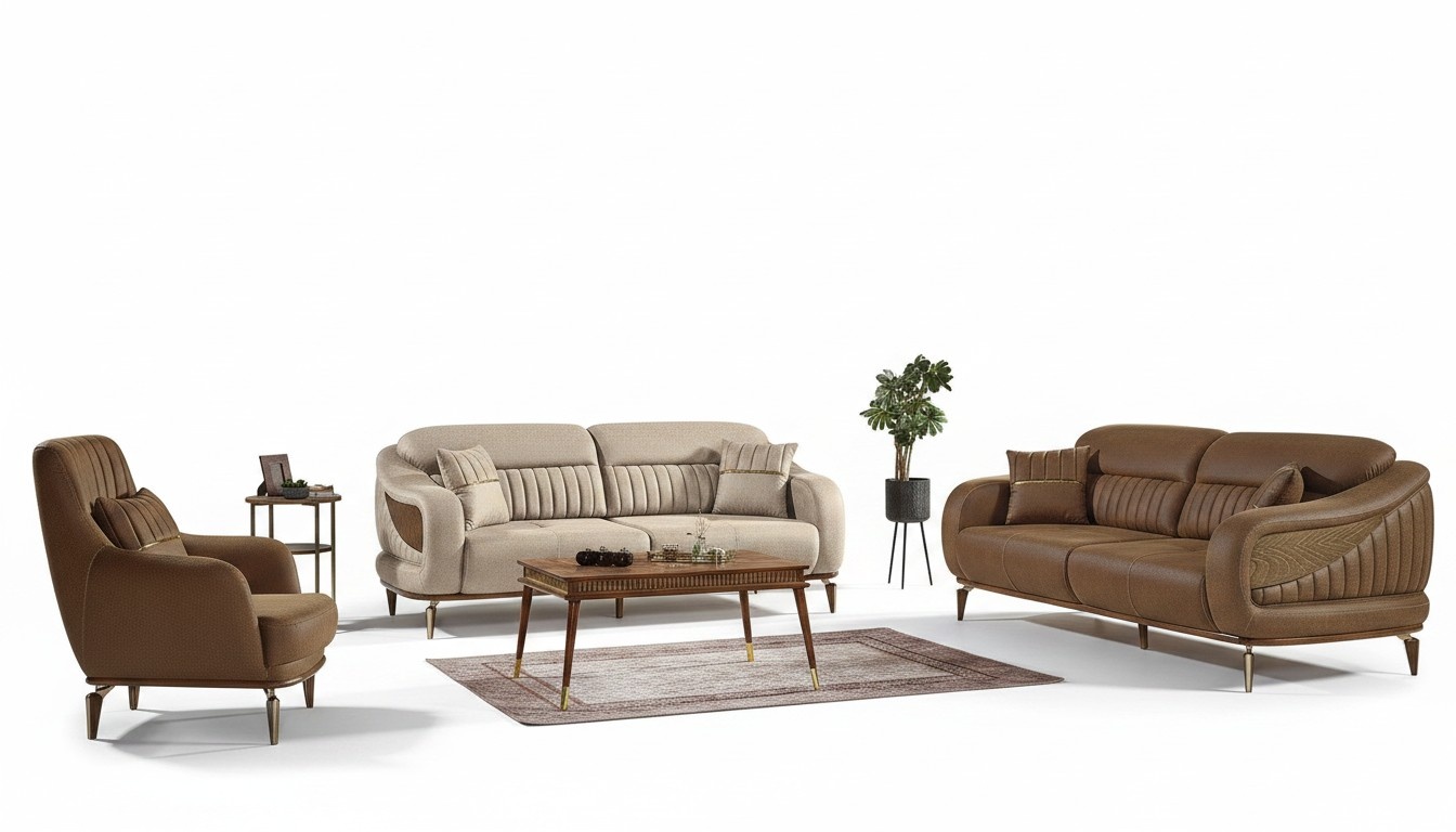 Sofagarnitur 3+3+1 Sitzer Modern Sessel Modern 3tlg Luxus Wohnzimmer