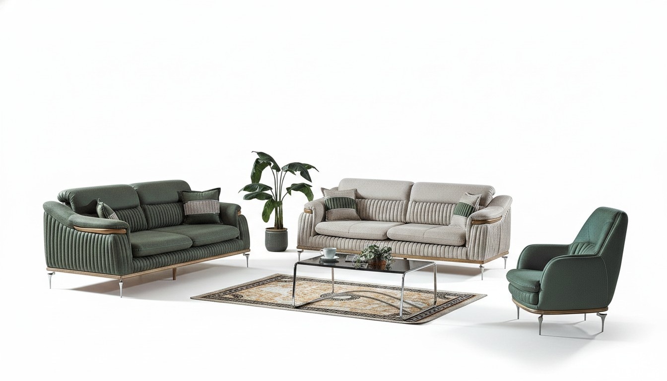 Sofagarnitur 3+3+1 Sitzer Wohnzimmer Set Komplett Sessel Textil Sofa