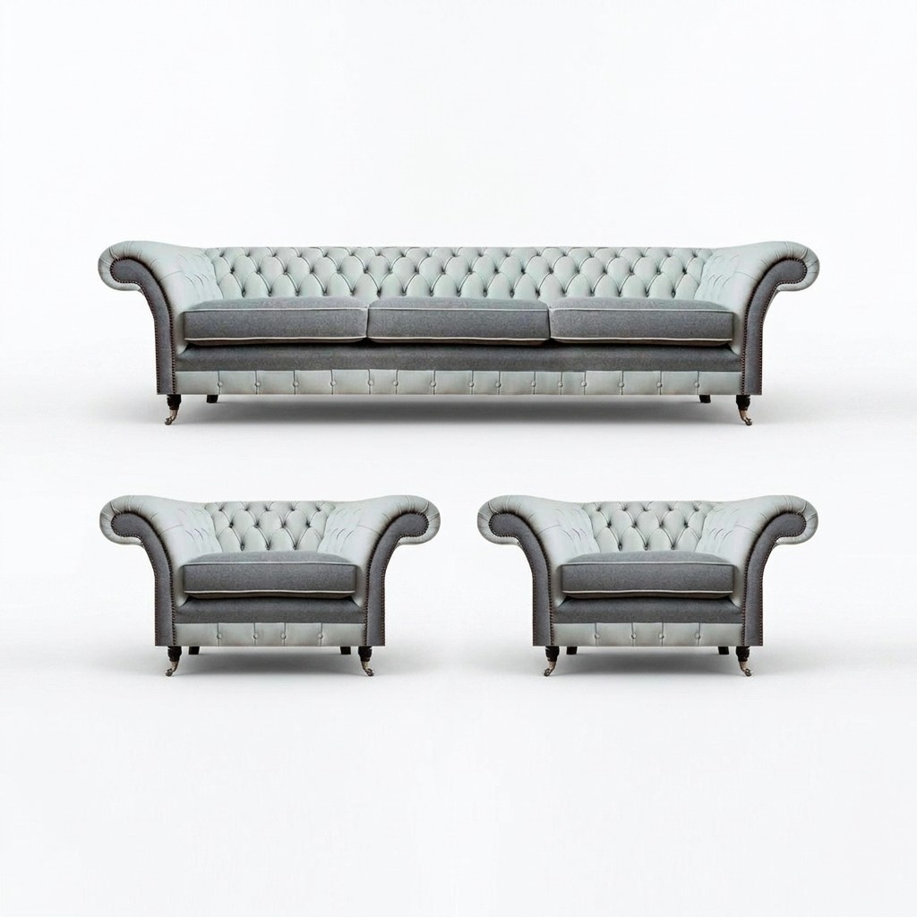 Sofagarnitur Chesterfield Textil Sofas 3+1+1 Polster Set Garnitur Wohnzimmer