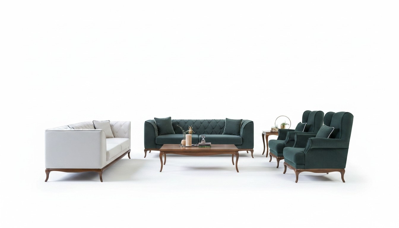 Sofagarnitur Dreisitzer Sofa Stoffsofa GrÃ¼n Polstersofas Zweisitzer