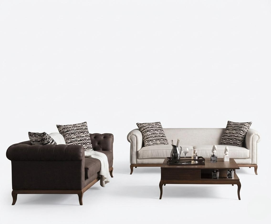 Sofagarnitur SitzmÃ¶bel 2x Sofas 3 Sitzer Couchtisch Wohnzimmer Set 3tlg