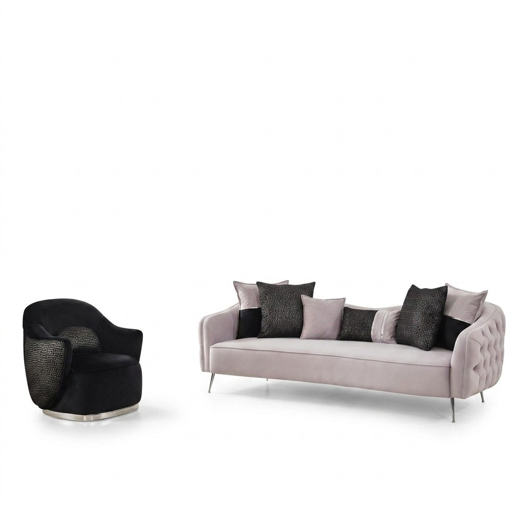 Sofagarnitur Sofa 3 Sitzer Sessel Dreisitzer Stoff WeiÃ Polyester Set