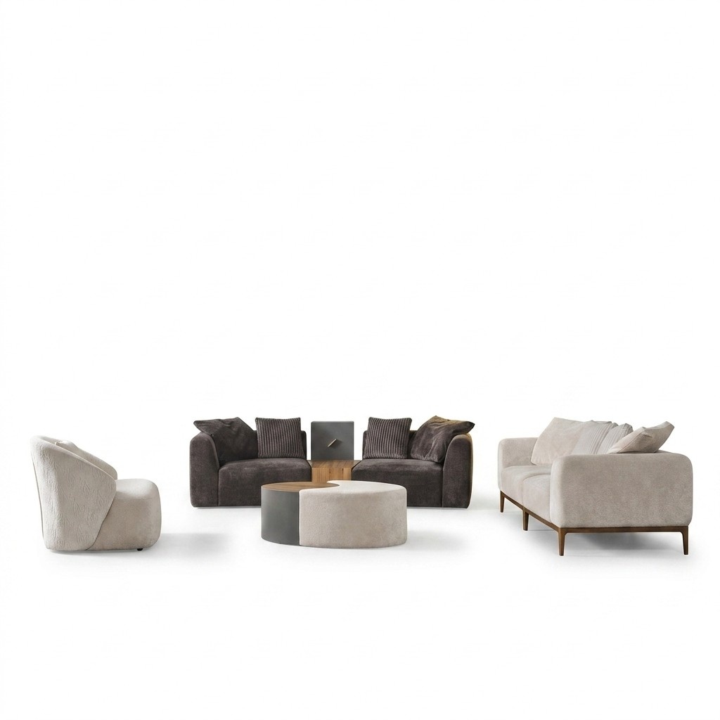 Sofagarnitur Sofa Stoff Sofas Modern Wohnzimmer WeiÃ 3tlg Polyester