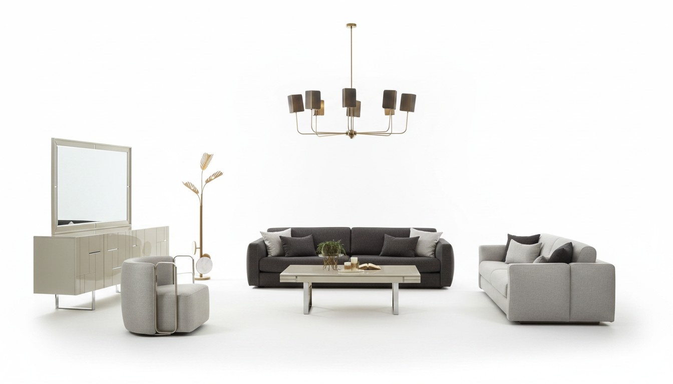 Sofagarnitur Stoffsofa Komplette Sofa Polstersofas Grau Set 4tlg