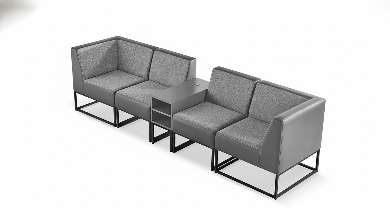 Sofagarnituren Grau Regalen Textil BÃ¼roeinrichtung Modul Grau Leder