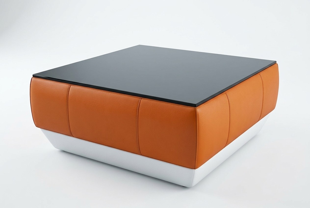 Sofatisch Design Tisch Wonzimmer Glas Leder Couch Beistell Sofa