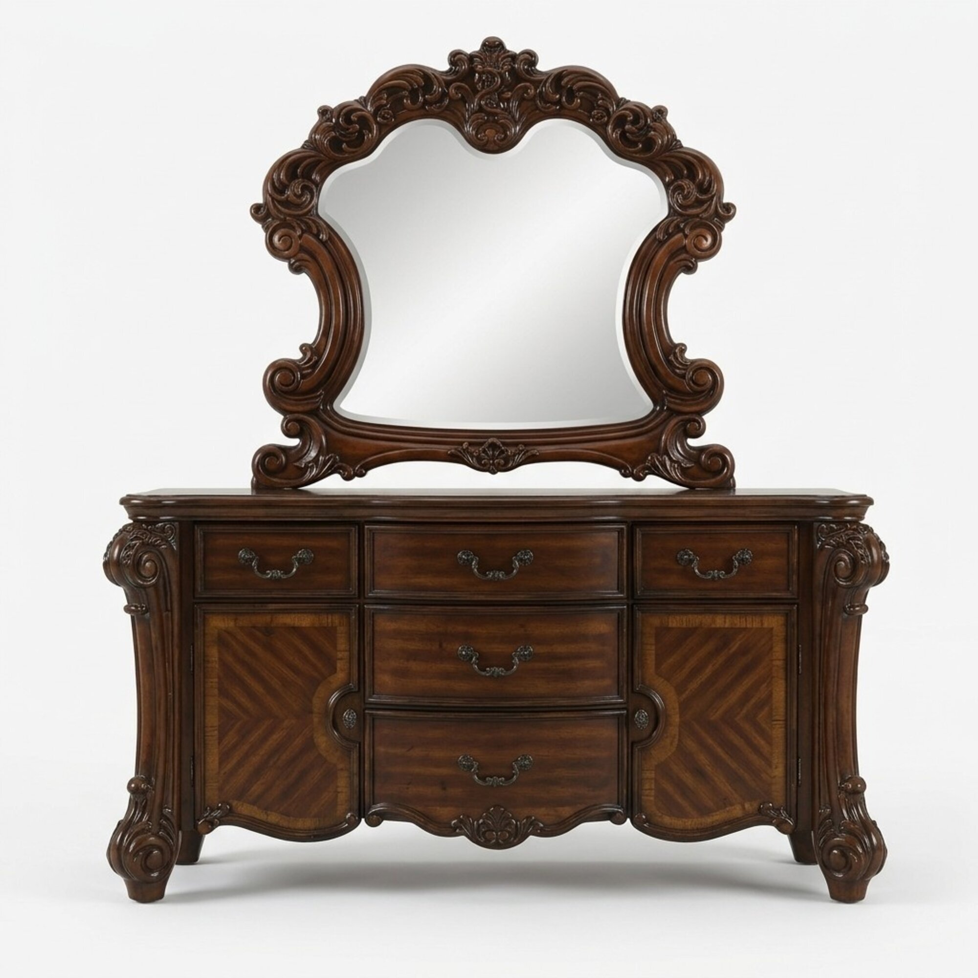 Spiegel Kommode Dekorative Schrank Kommoden Anrichte Schlafzimmer Set Holz