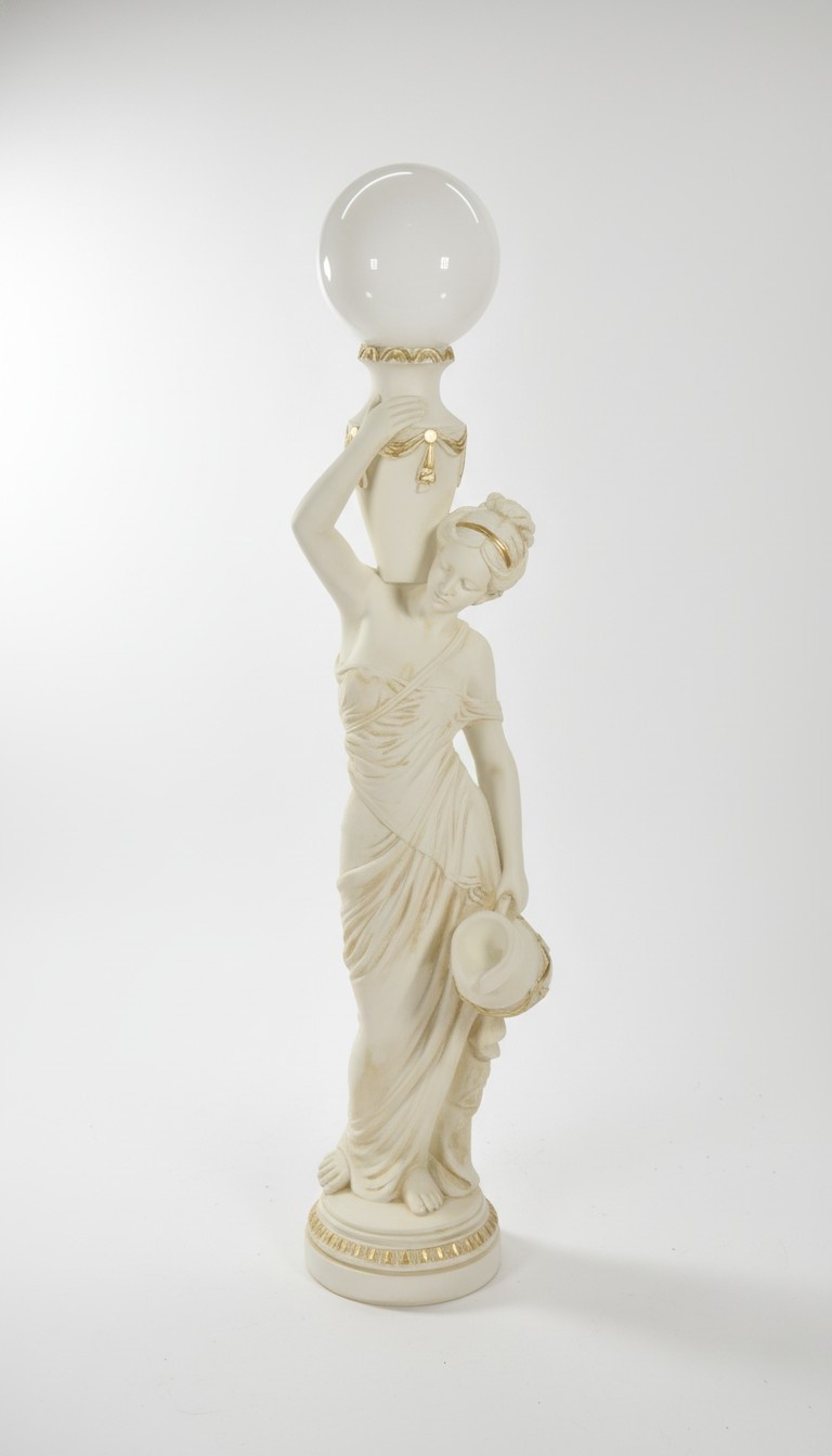 Stehleuchte Skulptur Figur Lampen Leuchte WeiÃ Statue Antik Dekor Figuren