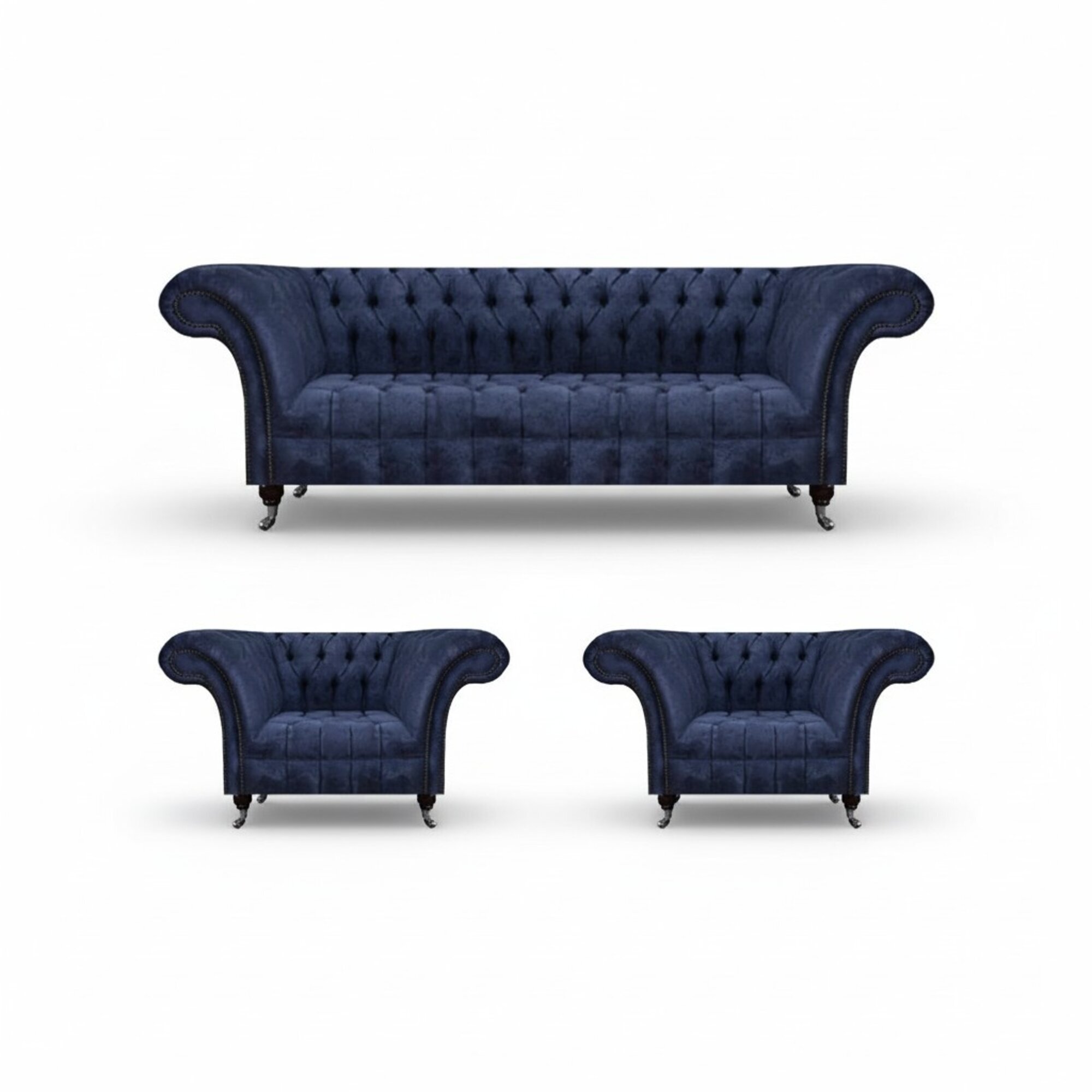 Stilvolle Blaue Chesterfield MÃ¶bel LuxuriÃ¶se Couchgarnitur Textil Set