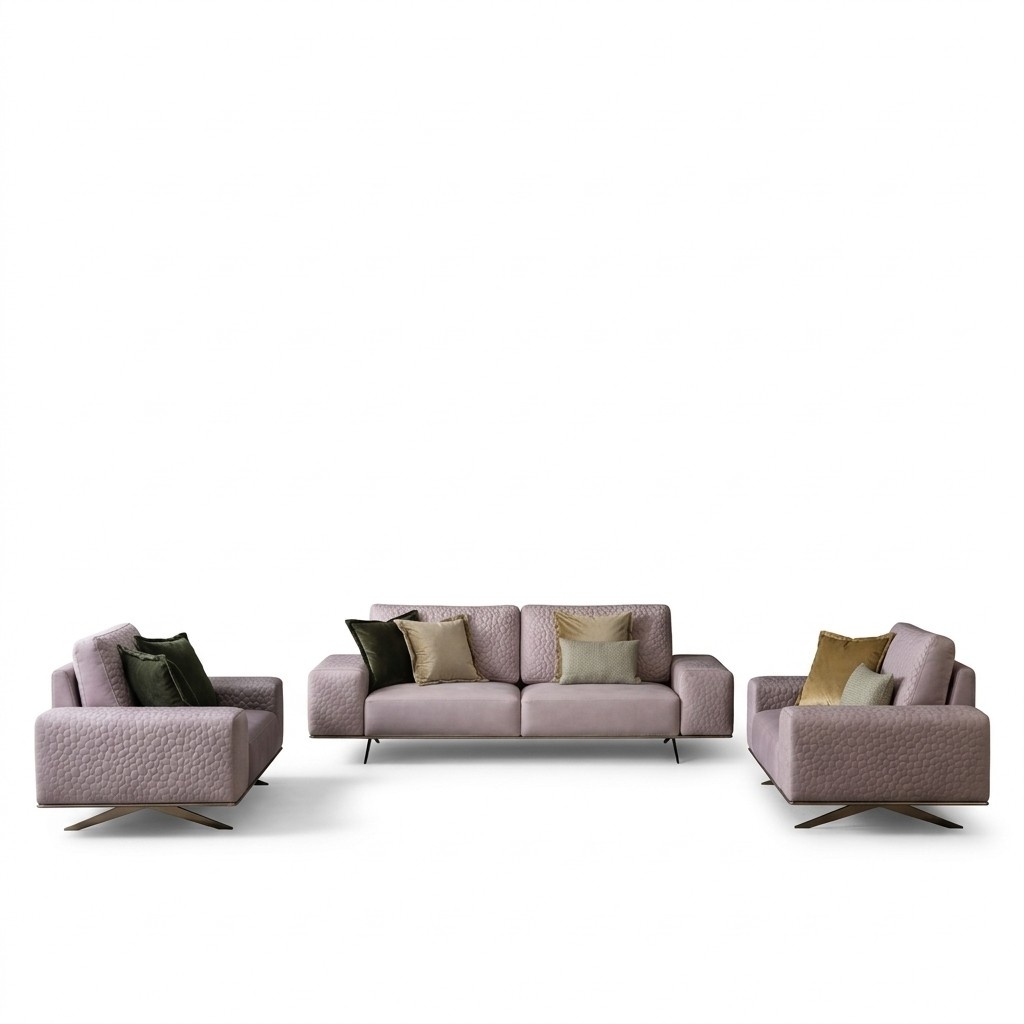 Stilvolle Sofa 3 Sitzer Rosa Wohnzimmer Modernen Design Sofas Couchen