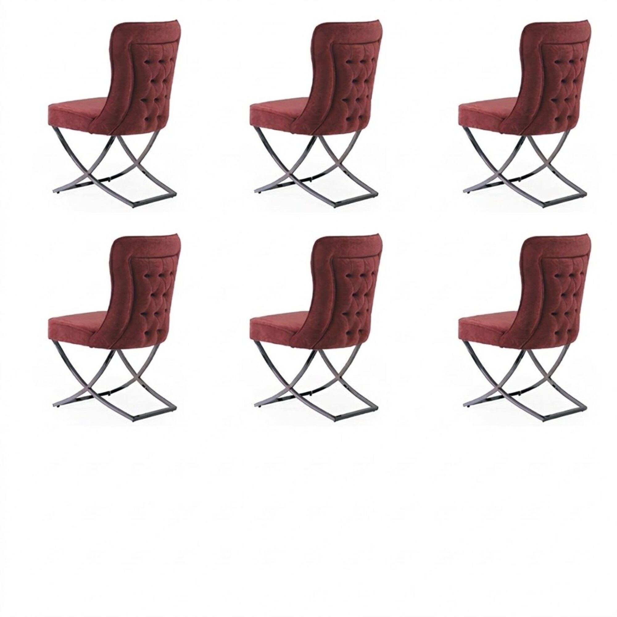 EssZimmer 6 StÃ¼hle Edelstahl Design MÃ¶bel Polsterstuhl italienischer Stil