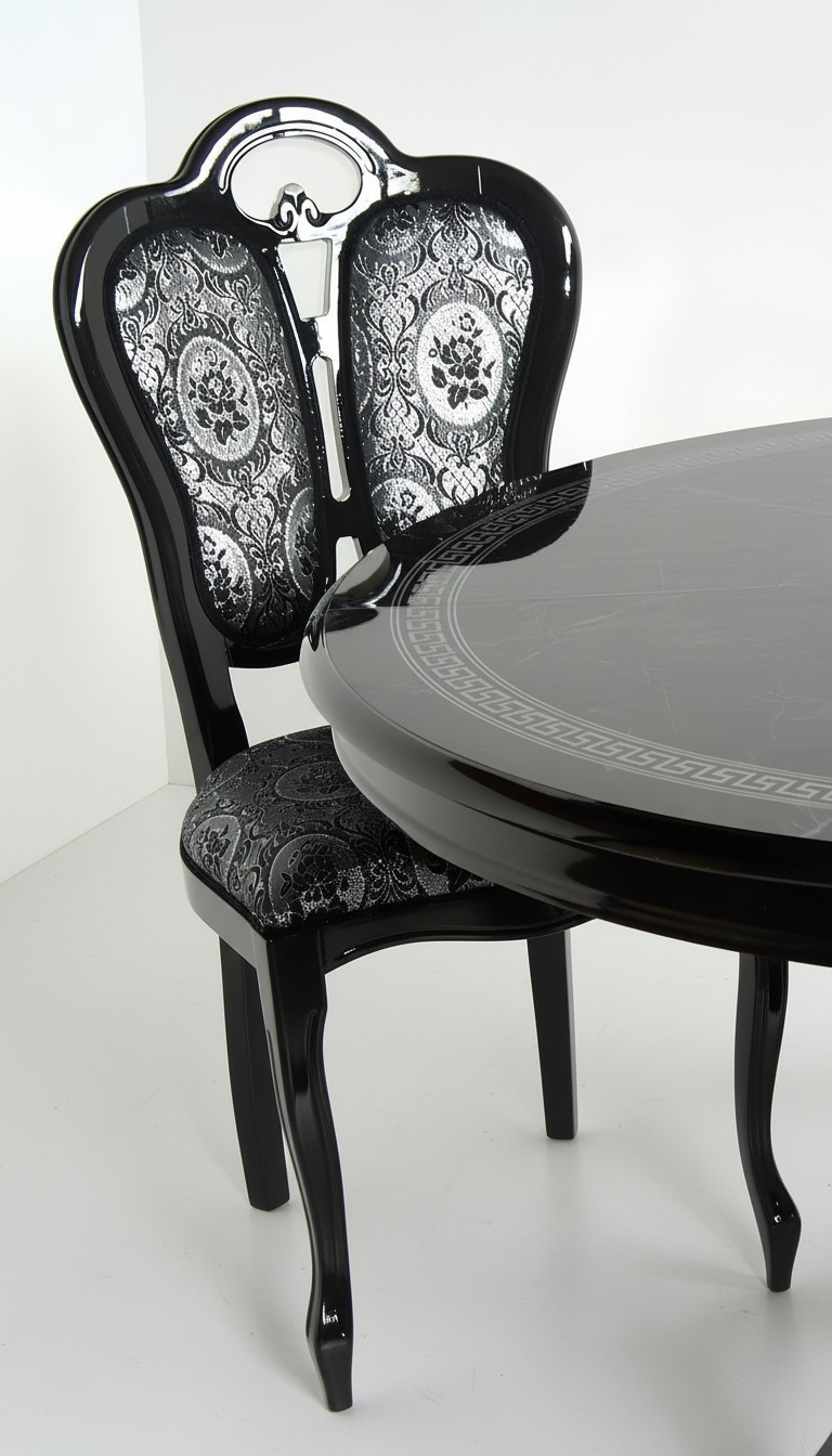 Stuhl Schwarz Silber Design Wohnzimmer Esszimmer Holz StÃ¼hle Polster
