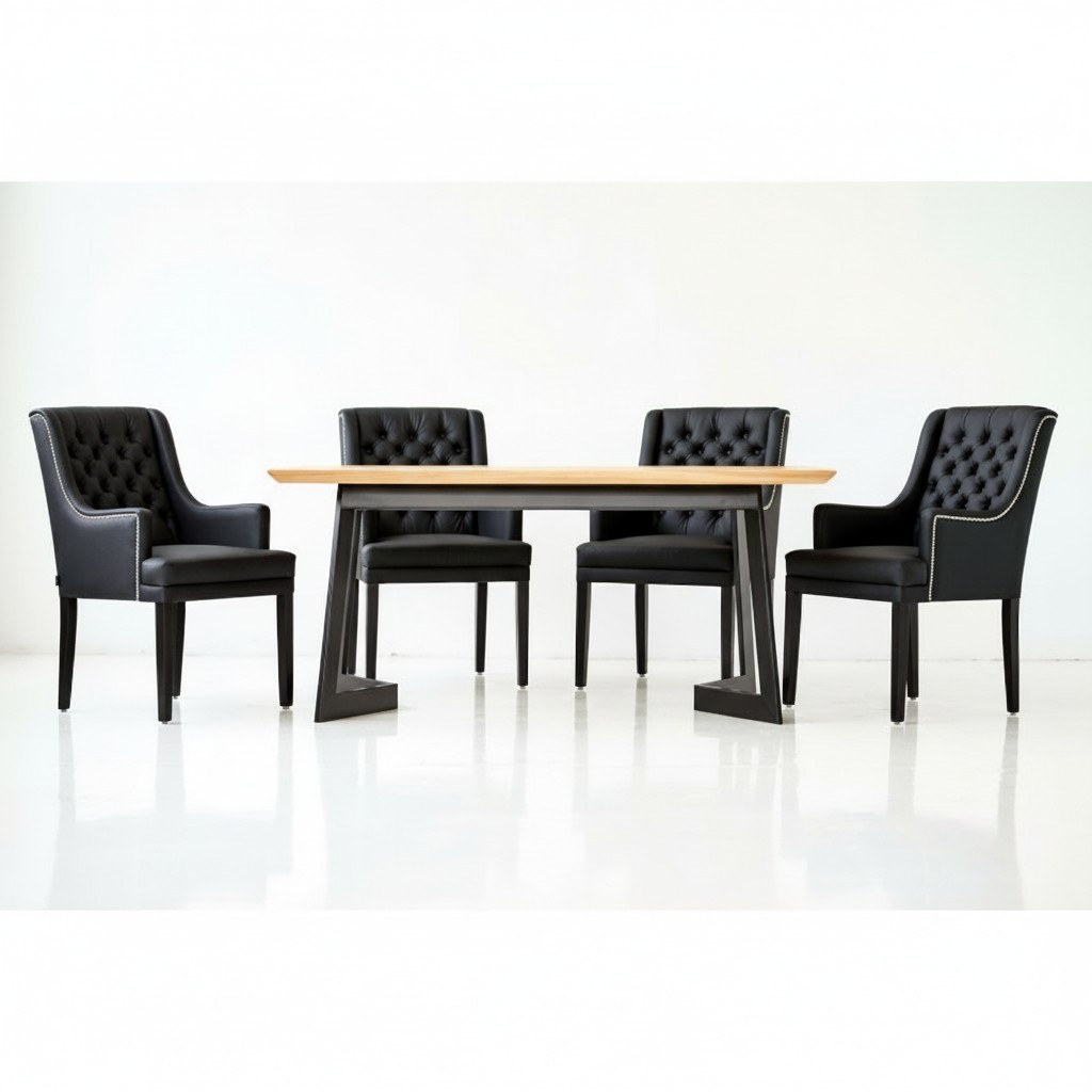 Tisch + 6 Chesterfield StÃ¼hle Esszimmer Gruppe Stuhl Garnitur Polster