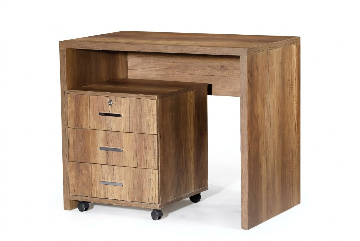 Tisch mit Schubladenschrank BÃ¼rotisch mit 3 Schubladen Holz BÃ¼romÃ¶bel