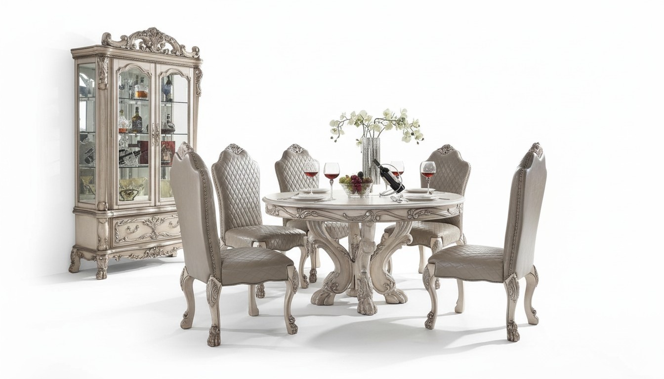 Tisch Set Garnitur Esstisch 6 StÃ¼hle Luxus Stil MÃ¶bel 8tlg Stuhl Gruppe Vitrine
