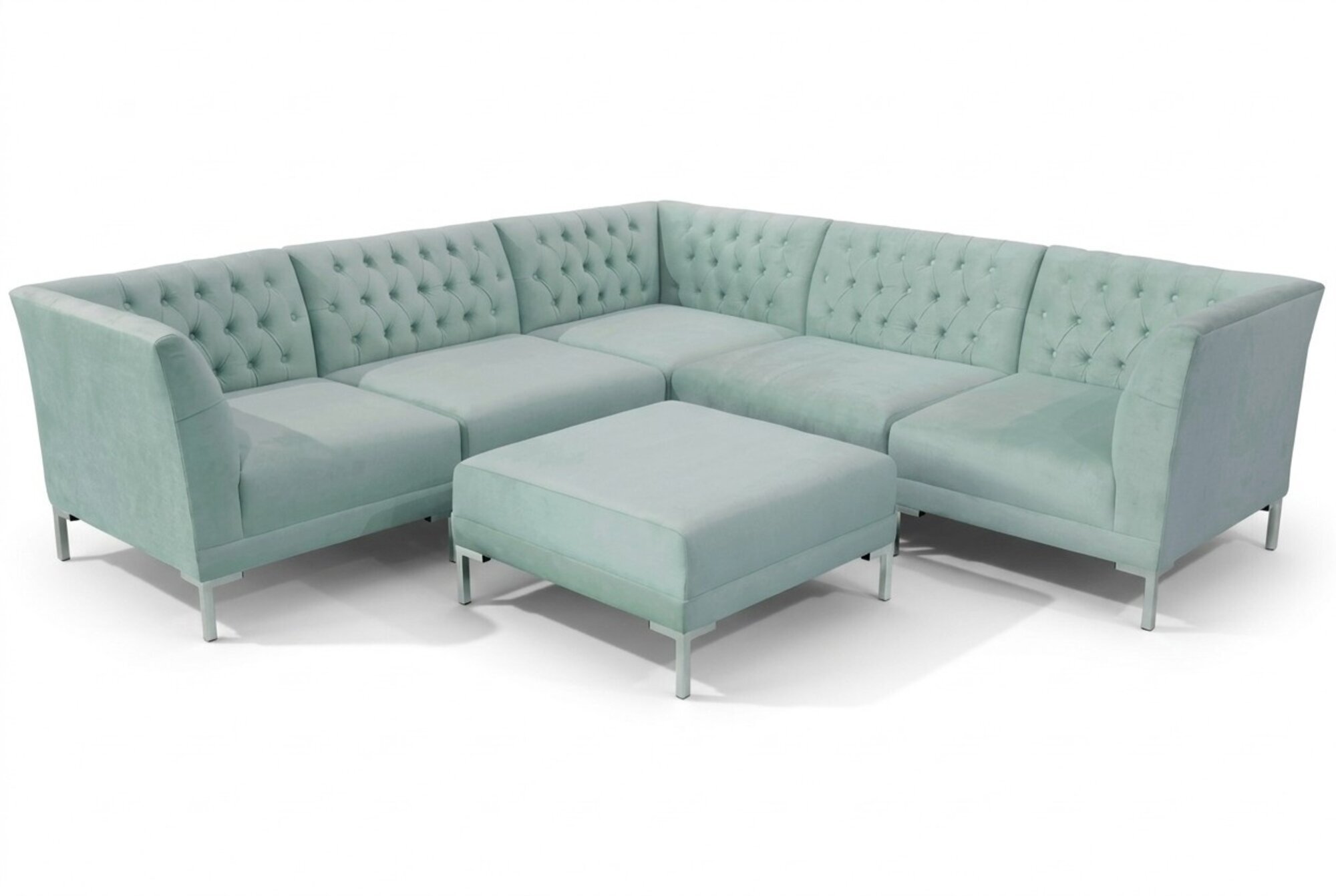 Turkis Blaue Eckcouch wohnzimmer Stil Möbel Chesterfield Landhaus Garnitur 2tlg.