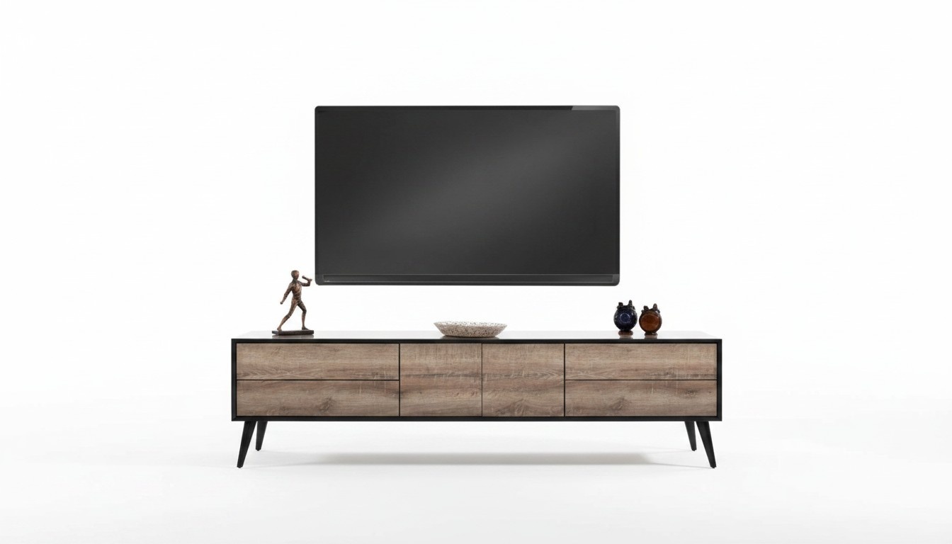 TV StÃ¤nder RTV Lowboard Wohnzimmer Modern Braun Holz Sideboard Tisch