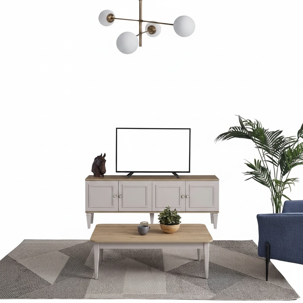 TV StÃ¤nder Schrank RTV Lowboard Wohnzimmer Grau Holz Sideboard Modern