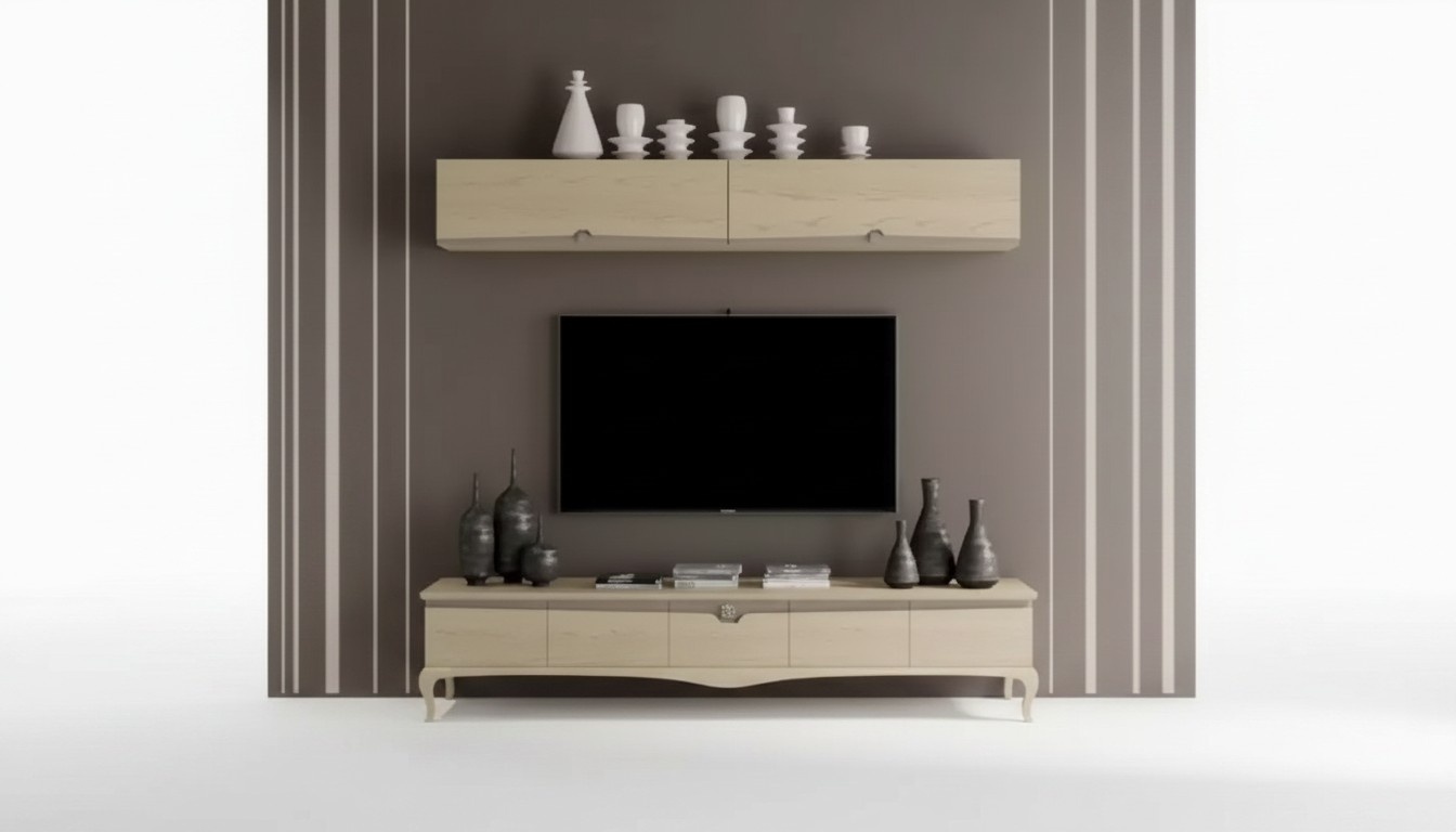 tv StÃ¤nder Wandregal Holztisch Wandregal Beige Klassisch Design Neu