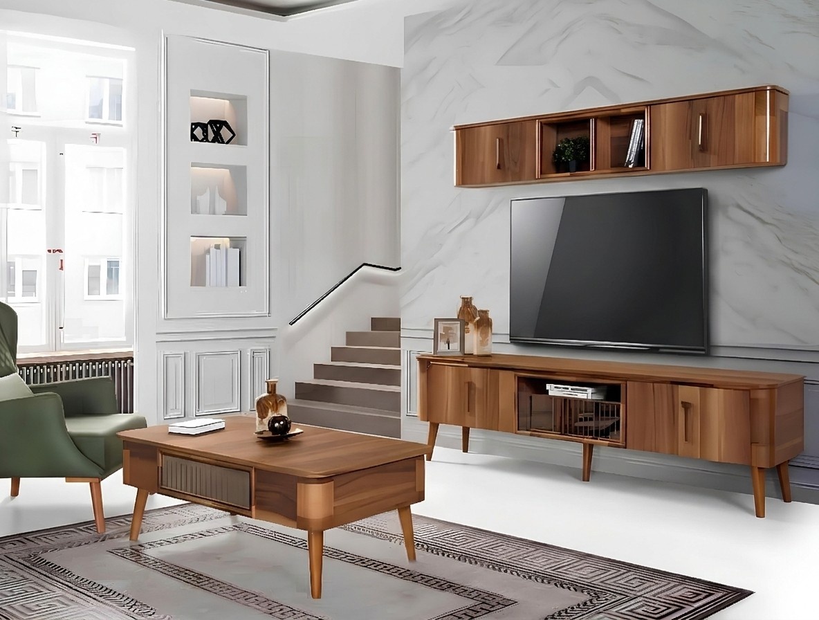 tv Wand Holz Stil Modern Regal Wohnzimmer MÃ¶bel Schrank neu moderne Wohnwand neu